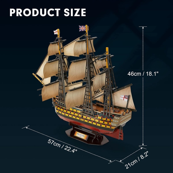 3D-palapelit Suuri HMS Victory -alus Laiva Purjevene Malli Sarjat Aikuisille ja Teini-ikäisille Lelut, 189 Osat, T4019h