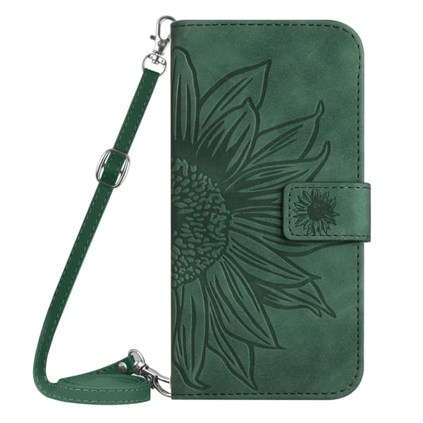Motorola Moto E14 Case - HT04 Sunflower Embossed Case with Lanyard