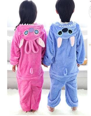 Barn Rosa Blå Stitch Tecknad Djur Rollspel Kläder Pyjamas Ny Stil - Rosa