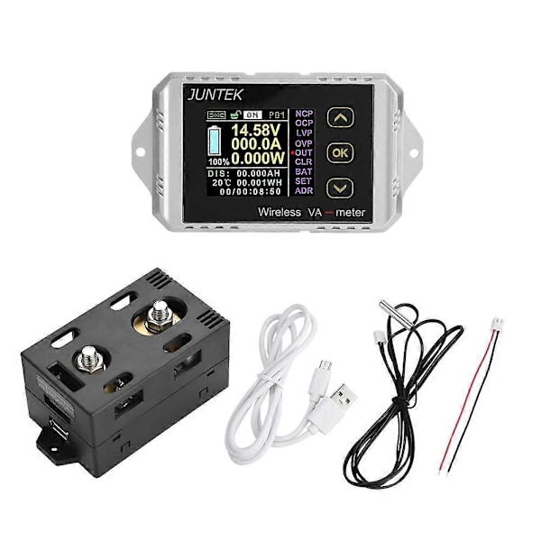 Trådlös Färg LCD-Skärm DC Spänningsmätare Strömmeter Wattmätare (VAT-1050, 0-50A 0-100V)