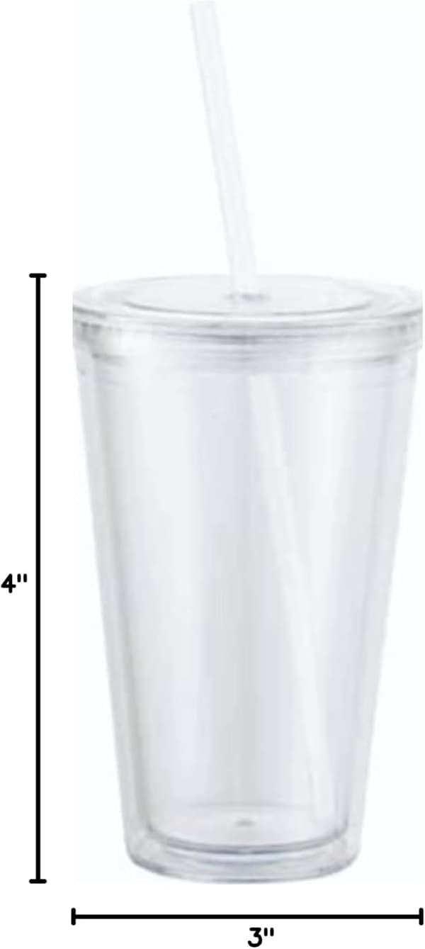Mug with lid and straw. Double-walled polypropylene, BPA-free, suitable for snowball glasses