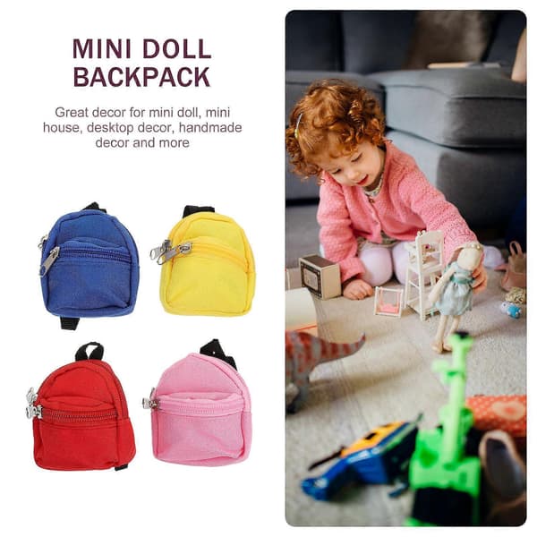 4st Mini Skolväska Modell Mini Hus Dockryggsäck Mikro Scen Prydnad