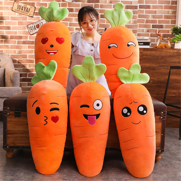 Orange imiterad morotskudde, docka för sovkudde för barn, plyschleksaksdyna, används för sovrum, soffa och kontorsdekoration （16 tum） hjärtslag