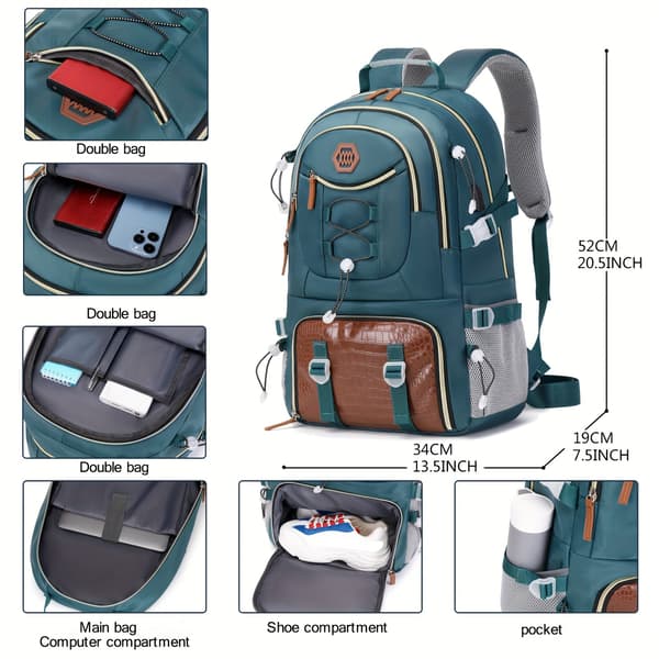 Large Travel Backpack - Spacious Laptop Bag with Shoe Storage, Waterproof, Comfortable Straps, Multiple Compartments, Perfect for White