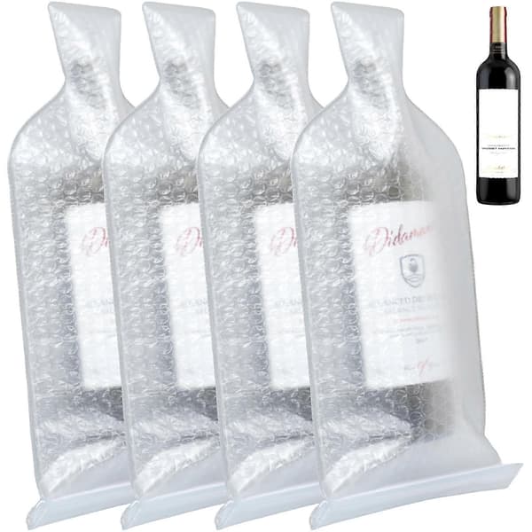 4-pack vinflaskpåsar för resor, återanvändbara vinflaskskyddspåsar, dubbla skyddslager, vinflaskhylsor