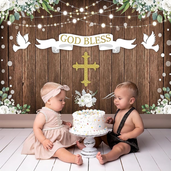 5x3Ft God Bless Backdrop Första nattvarden Dop Baby Shower Nyfödd Födelsedagsfest Dekorationer Tillbehör Fotografisk