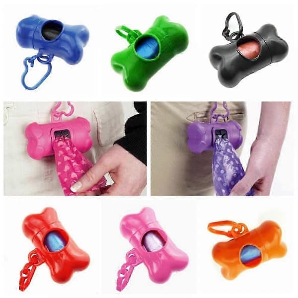 Enlightened Mini Affaldspose-dispenser Knogleformet opbevaringsboks til affaldsposer Bærbar affaldsbeholder til hunde 25-26