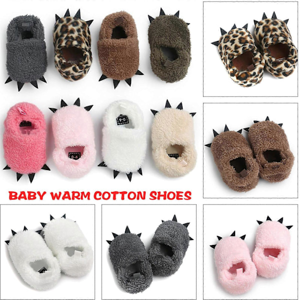 8 Färger Baby Brushy Paw Skor Spädbarn Plysch Inomhus Moccasins Småbarn Vinter Tjockade Varma Skor Gray 12cm