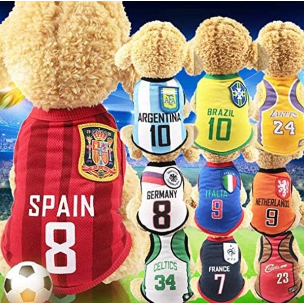 Hundtröja T-shirt för husdjur, sommarkläder för hundar Valp husdjurskläder för hundar Söt mjuk väst fotboll Teamargentina