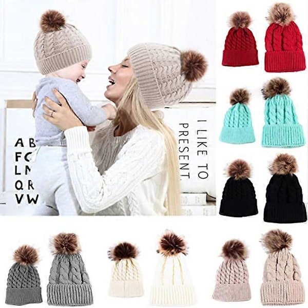 Udendørs dame vinter termisk strikket uld twist skihue (sort) 1 stykke