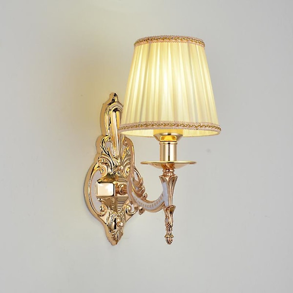 Retro vägglampa i tyg, antik koppar och järn vägglampa, vardagsrum sänglampa, hotell lounge och restaurang