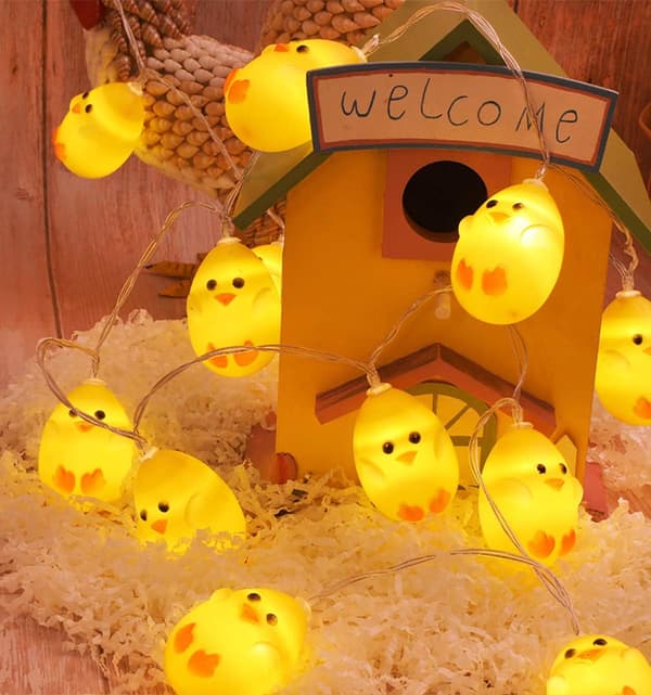 Battery-powered Easter String Lights 1.5m 10 LED, Cute Chick/Cracked Egg/Easter Egg Shaped String Lights, Indoor Room Decor for Easter