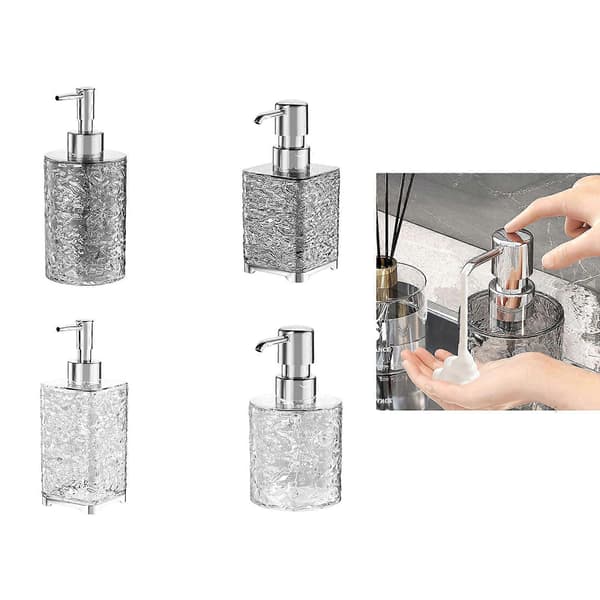 Glas sæbedispenser Skumsæbedispenser med diamantglas Genopfyldelig håndsæbedispenser Bordplade sæbedispenser Transparent grå