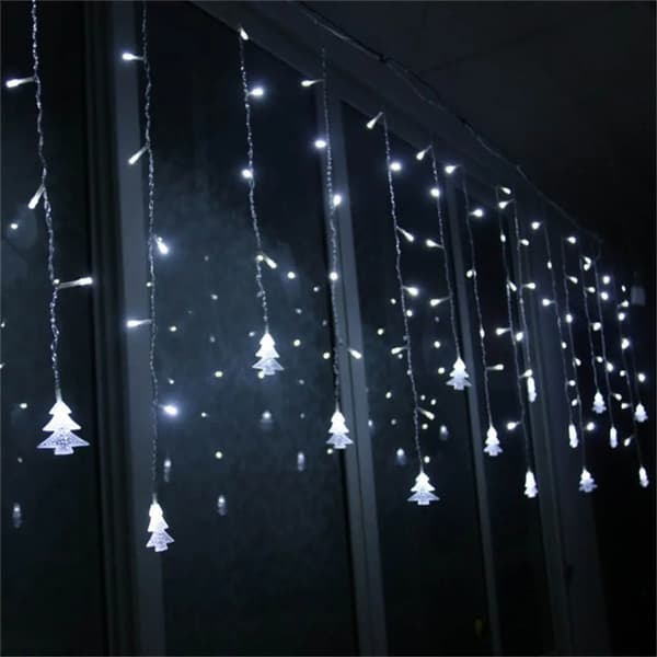 LED Christmas Tree String Lights, Wavy Lighting, Christmas Decorations, New Year Decoration White -3.5M