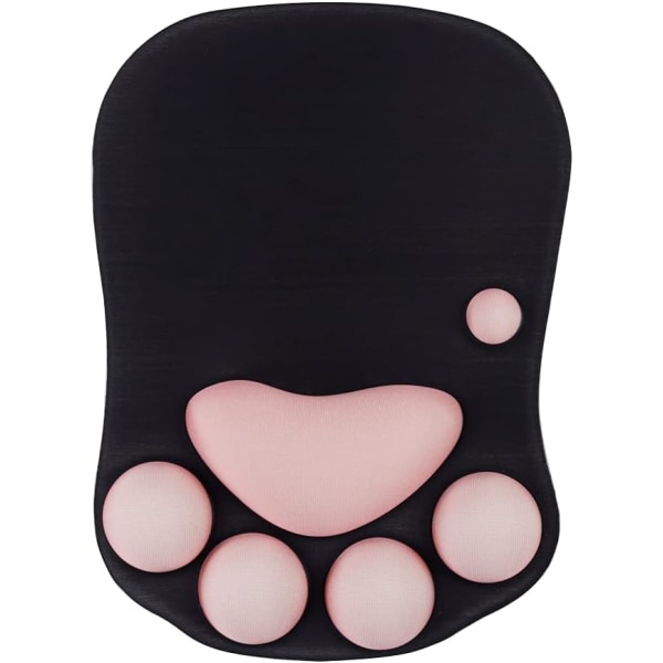 Cat Paw Mouse Pad with Wrist Support,Portable Ergonomic Anti-Slip Gaming Mouse Mat for Relief Wrist Pain (10.7X7.7X1.1inch) (Black Sakura)