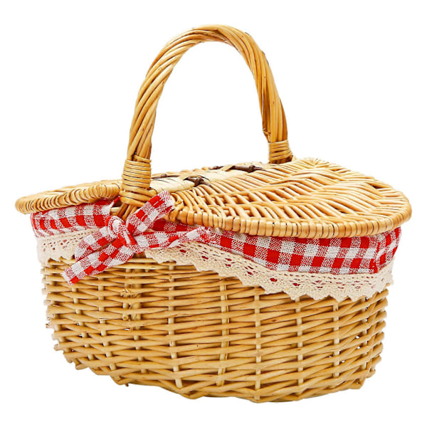 Picnic-kurv i landlig stil med lokk og håndtak & Linere for piknik, fester, bryllup