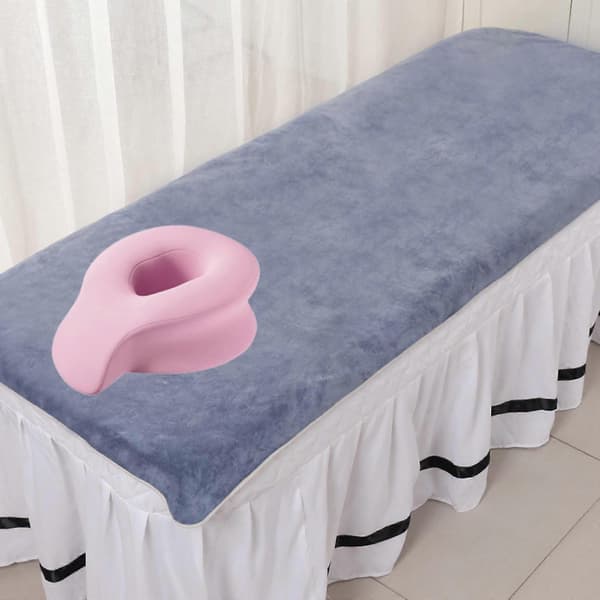 Massageansiktskudde med minnesskum nackstöd och tvättbart överdrag, rosa spabädd