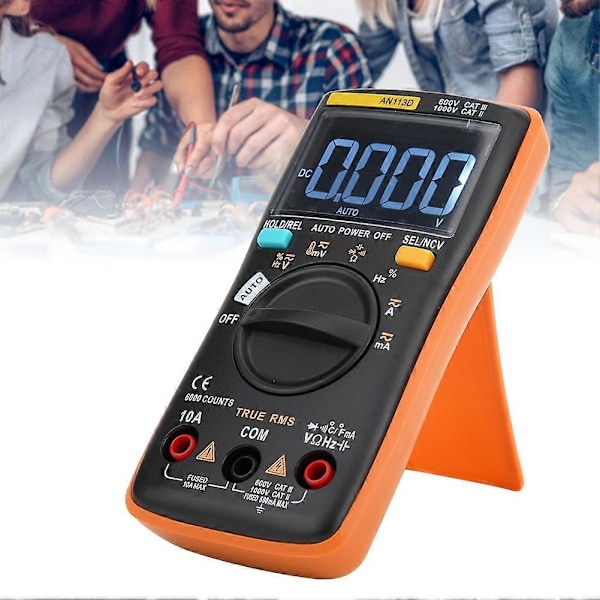 AN113D Digital Multimeter med 6000 räkningar Transistor Testare Automatisk Räckvidd AC/DC Spänning Testutrustning Orange