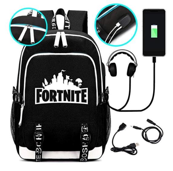 Fortnite Backpack - Waterproof School Bag with USB and Headphone Jack