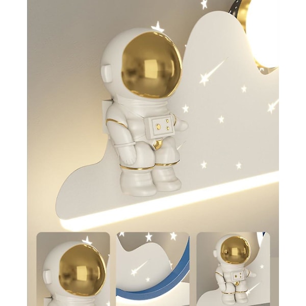 Astronaut LED Væglampe til Børneværelse Dæmpbar Sengelampe Projektion Stjerner Natlampe Hvid Moderne Væglampe