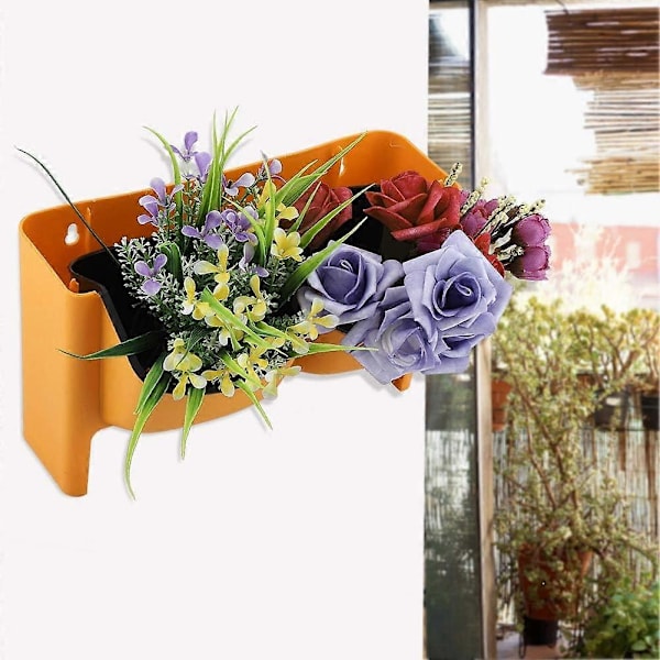 Vægophængte Plantekasser, Dobbelt Hængende Potter Blomsterpotte til Indendørs og Udendørs Hegn, Altan, Rækværk Orange