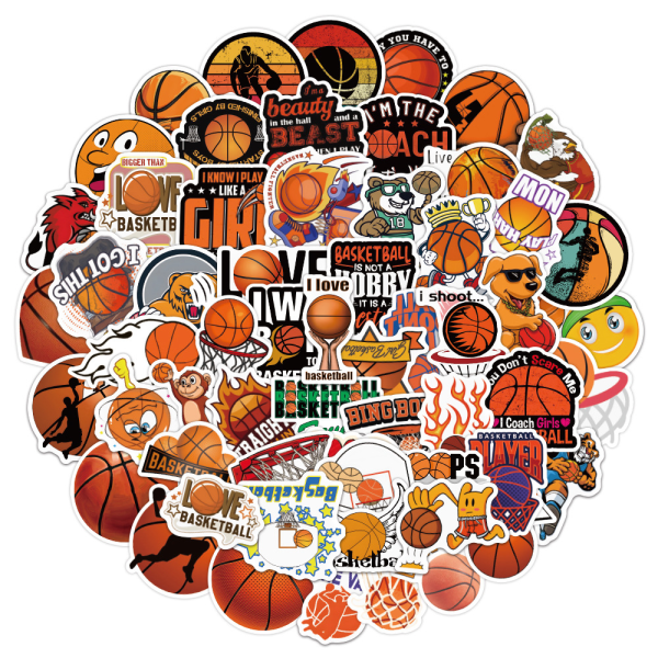 Basketklistermärken 100 st, vinylvattentäta basketsportklistermärken för vattenflaska laptop skateboard, basketgåvor för barn tonåringar