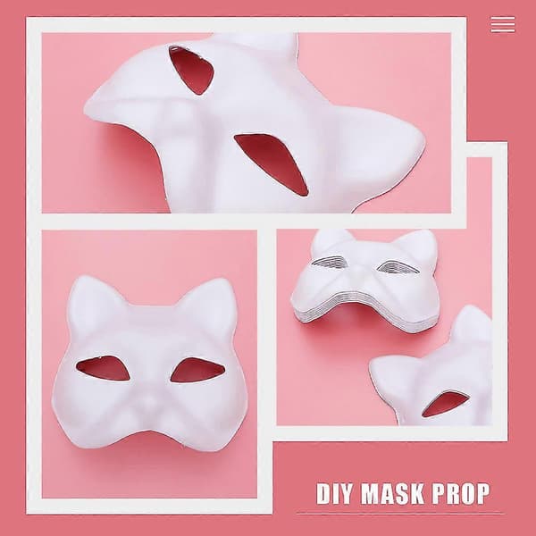 12 stk. Katte Maske Maske Rekvisit Sta Performance Blank Maske