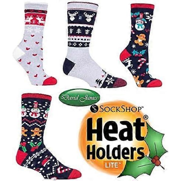HEAT HOLDERS Lite Talviset Lämpimät Jouluiset Lämpösukat 2 kokoa Miehille ja Naisille