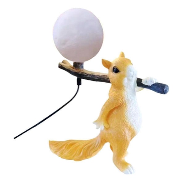 Resin Ekorn Mini LED Nattlys Barnerom Bordlampe Dyr Ekorn Skrivebordslampe Nattbordslampe La