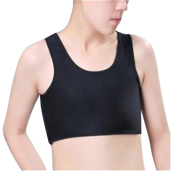Fashion Kompression Bryst Binder Kvinder Ærmeløs Vest Solid Kort Tank Toppe Sort Black XL