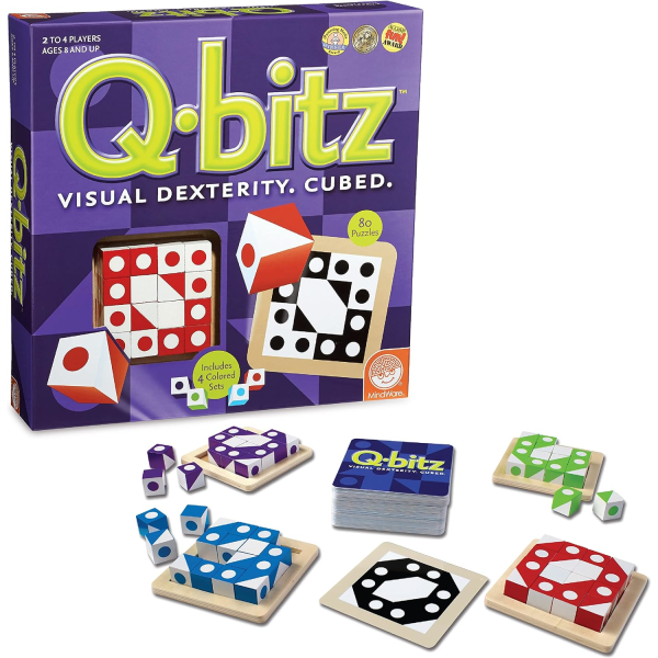 Q-Bitz Pattern Matching Roliga brädspel för familjens spelkväll | Ålder 8 och uppåt 2-4 spelare