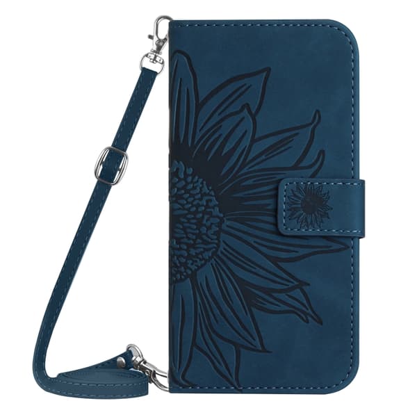 Motorola Moto E14 Case - HT04 Sunflower Embossed Case with Lanyard