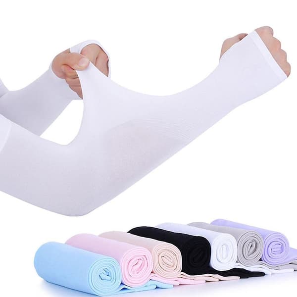 Armermer for menn og kvinner Sol UV-beskyttelse Iskalde armtrekk White B