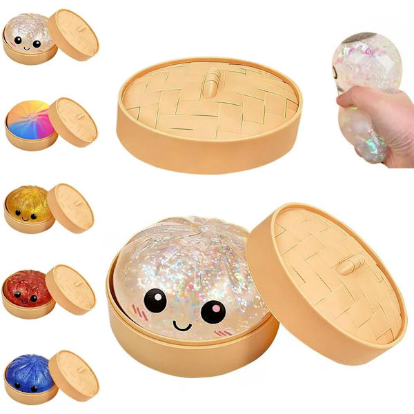 Glitrende stressbold til sensorisk stimulering og stresslindring, elastisk, 1 stk i transparent transparent