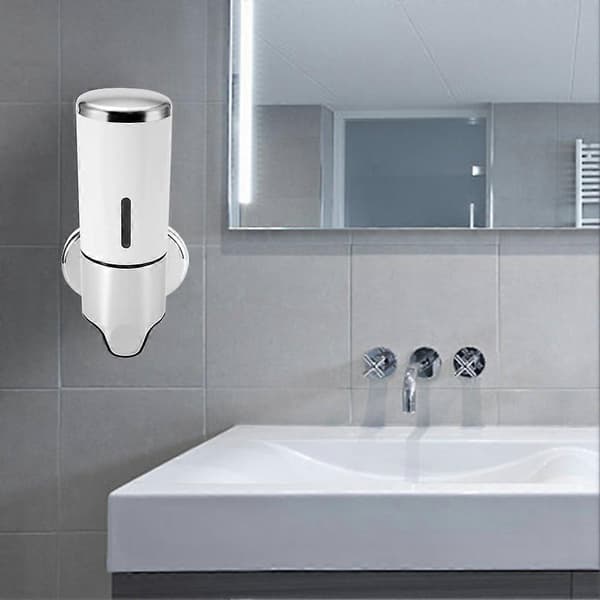 Väggmonterad 500 ml flytande tvåldispenser Hem Badrum Dusch Kök Hotellpump (Vit)