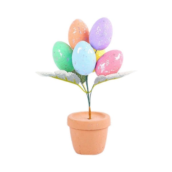 Påskdag Färgglada Ägg Krukväxt Fläckiga Ägg Bonsai Påsk Desktop Prydnadsföremål Dekoration för Hemmet 2024