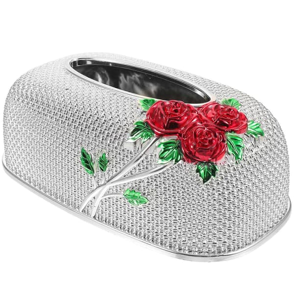 Paper Towel Box Rose Pattern Tissue Storage Case for Decor