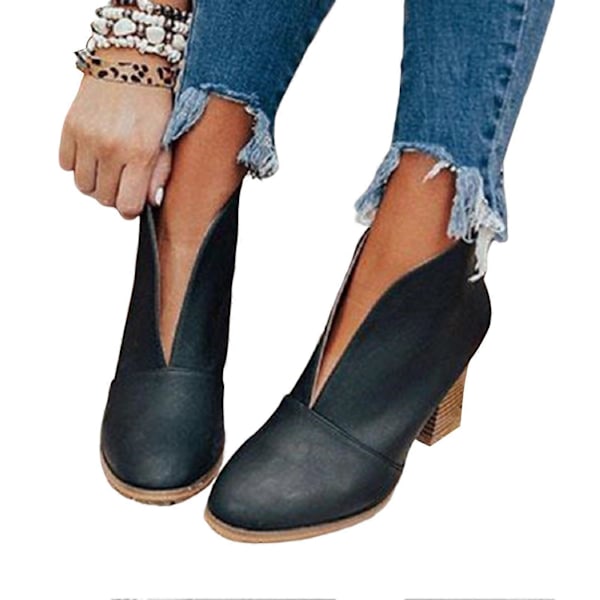 Damskor Stövlar Casual Skor Bekväma Mjuka Booties för Jeans Trenchcoat Kalvbyxor Black 42