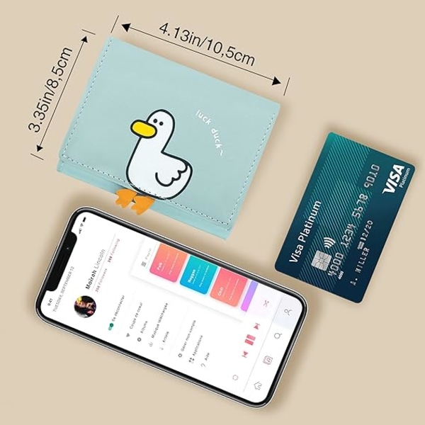 Søte lommebøker for kvinner, skinn RFID-blokkerende liten trifold-lommebok med ID-vindu for jenter og damer Damelommebok Andeblå