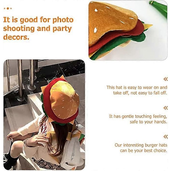 Sjov Burger Hat Fastfood Hatte Plys Kostume Tilbehør Halloween Julefrokost Dekorationer