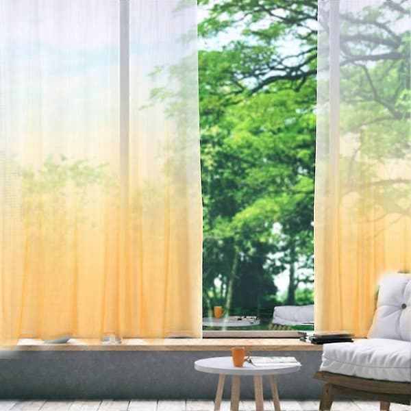 Gradient gennemsigtigt gardin med stangkanal til soveværelse og altan (Orange gradient)