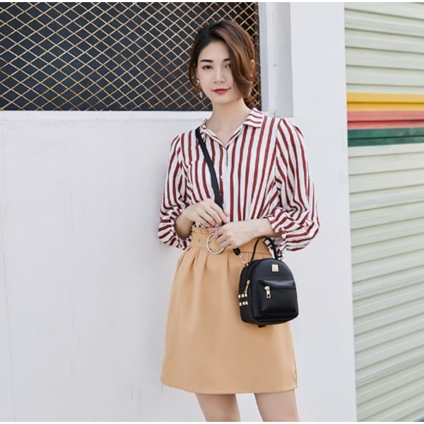 Women's Backpack PU Detachable Shoulder Strap Lightweight Practical Mini Women's Small Backpack with Handle Black Free Size