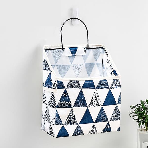 Vägghängande Organizer Väggförvaring Canvas Korg med Sidoficka i Mesh Dekorativ Organizer