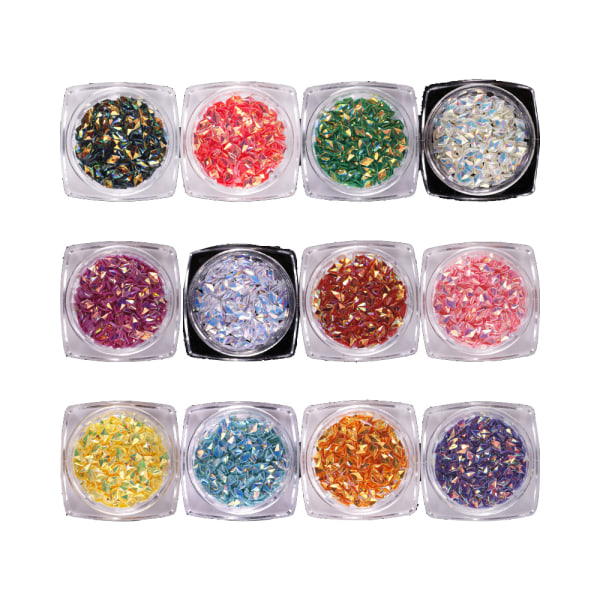 Nail Art Diamond Sequins Stereo Rhombus-1g Pack 12 Colors Setmake up