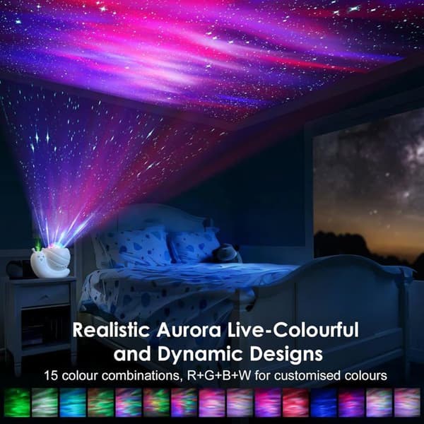 5-in-1 Starry Sky Projector Night Light, Kids Night Light with Aurora, Galaxy Projector with Speaker and Remote Control, White