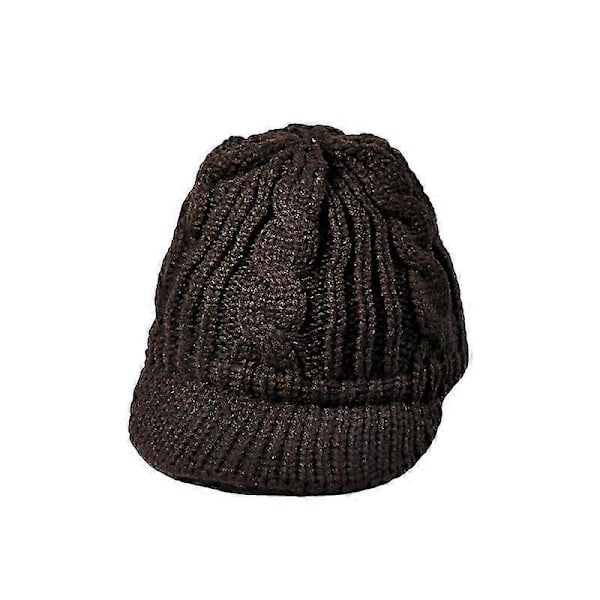 Kvinner Strikket Caps med Skygge Hold Varmen Elastiske Beanies Lue For Vinter Høst (Kaffe)