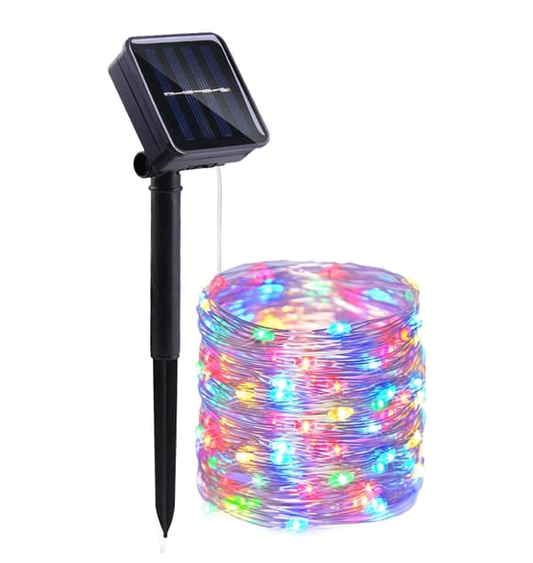 Solar string lights, 10 m, 100 lights, waterproof copper wire for garden/party (Color)