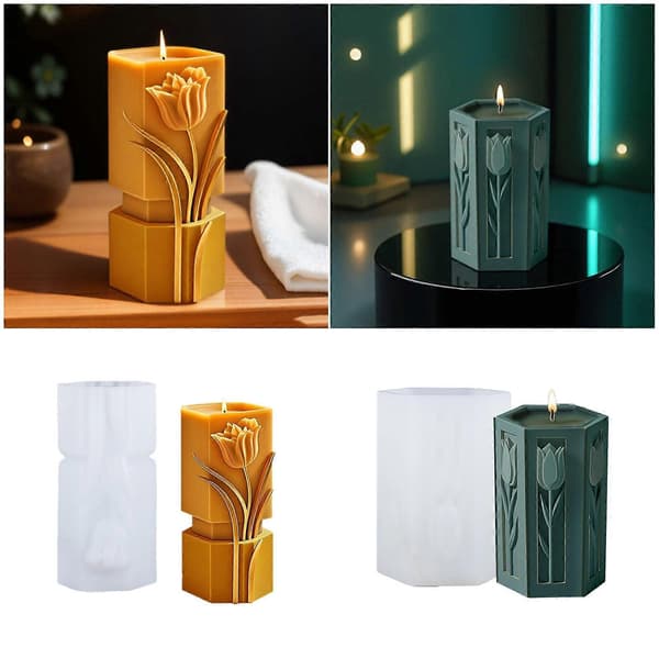 3D Blomster Cylinder Silikone Lysforme til Epoxyharpiks Fremstilling af Lys Sæbe Gips Silikoneforme til Boligindretning