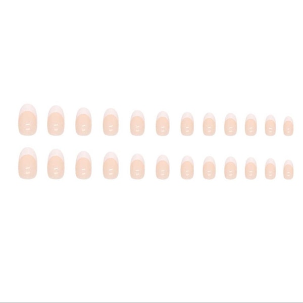 Vita falska naglar tips Mandel dampress på franska lösnaglar Vita Medium glansiga Dagligt slitage Artificail Nails 24st