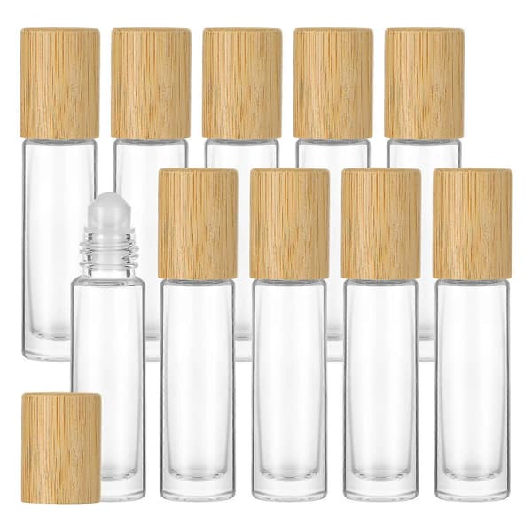 10 st påfyllningsbara roll-on-flaskor bärbara eteriska oljeflaskor resestorlek roll-on-flaskor (10 ml) 8.60X2.00X2.00CM